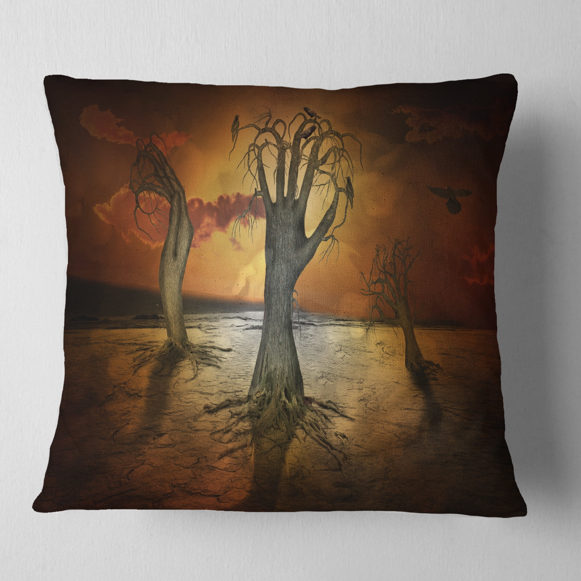 Designart Storage Trees - Abstract Throw Pillow - 16x16