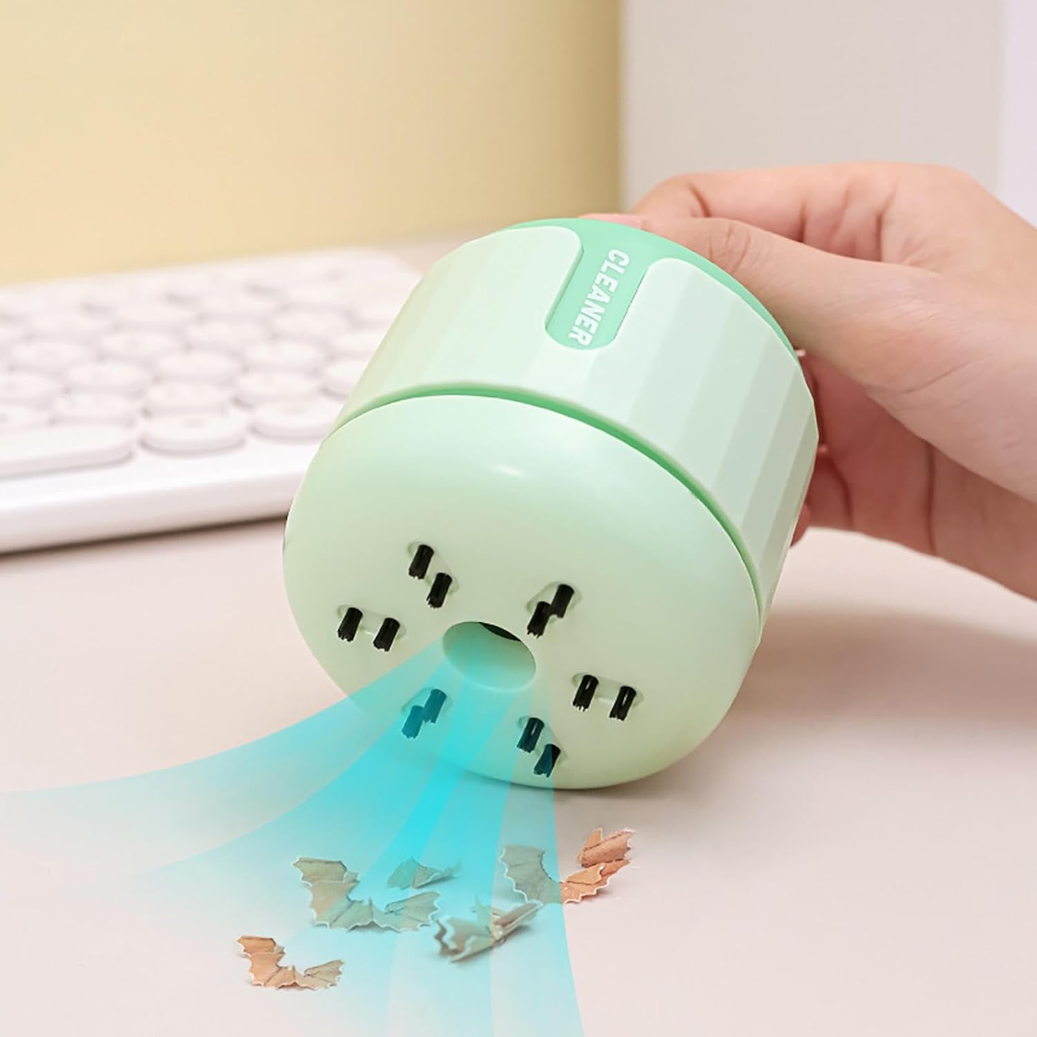 Nettoyeur De Bureau Miniature Silencieux - Aspiration Poussière, Tête Rotative 360°, Avec Brosse - Pour Clavier, Comptoir, Table De Chevet, Atelier