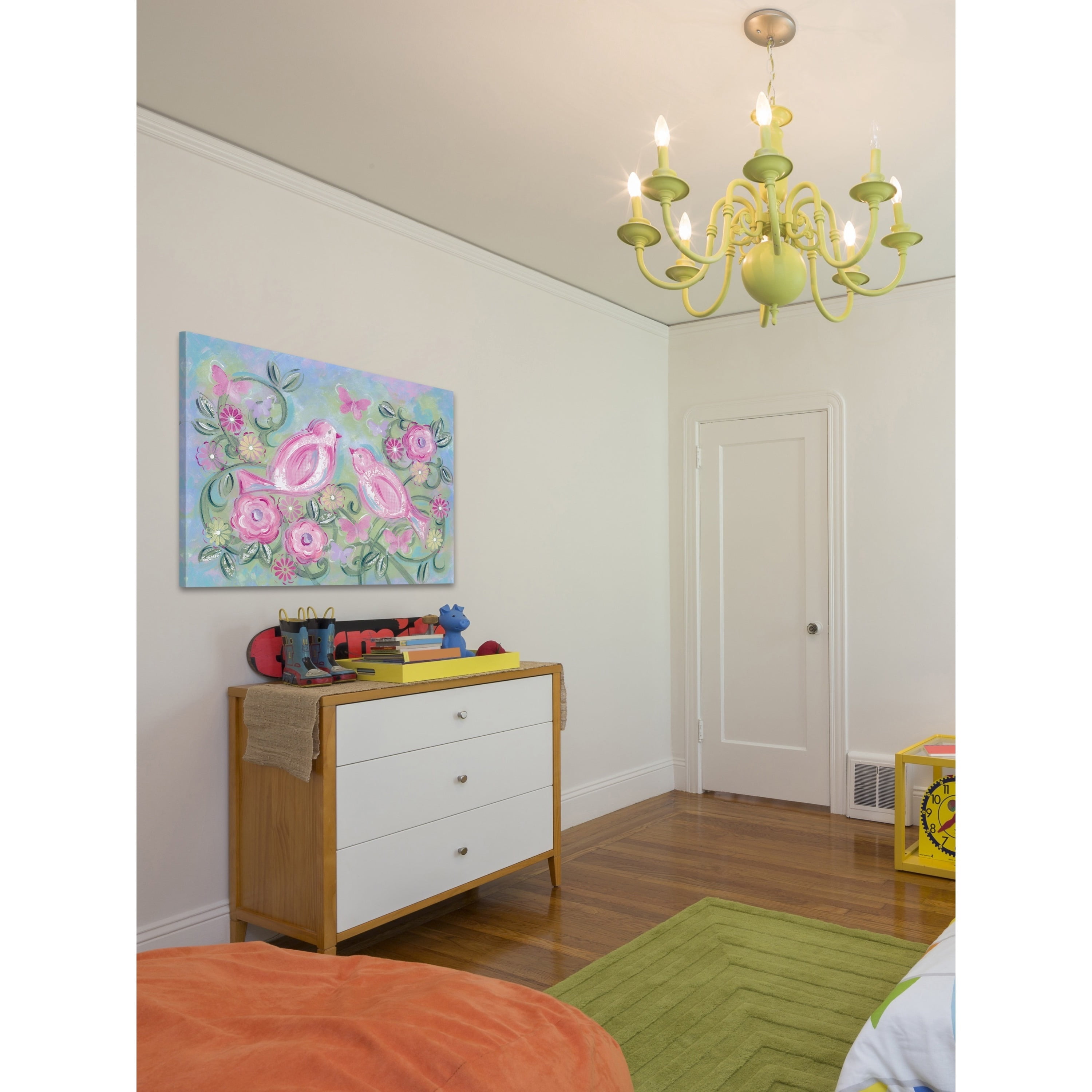 Marmont Hill "Birds in Garden" by Reesa Qualia Painting Print on Wrapped Canvas