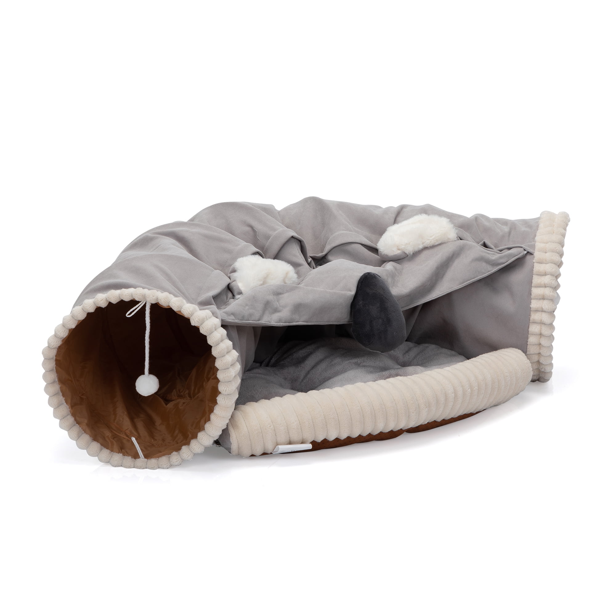 Pefilos 2-in-1 Large Cat Tunnel Bed for Indoor, Cat Tube with Collapsible Washable Cat Bed, Cat Toys for Small Medium Kitty City, Gray Pefilos 2-in-1 Large Cat Tunnel Bed for Indoor, Cat Tube with Collapsible Washable Cat Bed, Cat Toys for Small Medium Kitty City, Gray
