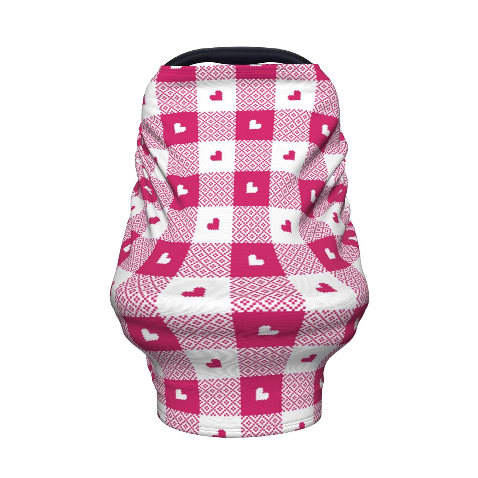 Fotbe Plaid Heart Pattern Car Seat Covers for Babies, Nursing Breastfeeding Cover Infant Carseat Canopy, Soft Stretchy Carrier Cover