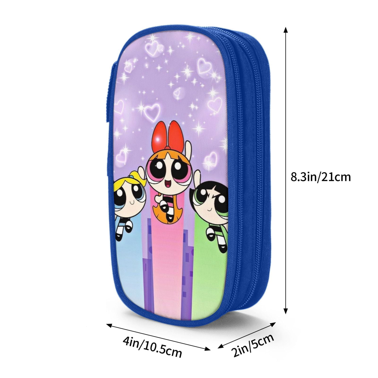 The Powerpuff Gi-rls Pencil Case Large Capacity Pencil Pouch Pen Bag Office Stationery Organizer Travel Makeup Bag Blue