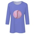thumbnail image 4 of IROINNID Discount Breast Cancer Pullover for Women Breast Cancer Awareness Casual Printed Loose T-shirt 3/4 Sleeves Blouse Round Neck Tops,Purple, 4 of 5