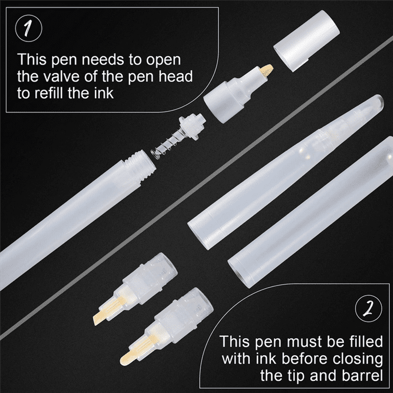 Set of 4 Empty Refillable Paint Marker White Clear Refillable Paint Pen  Thick Tip Paint Bottle Marker 4 Sizes Empty Refillable Marker for Art  Acrylics