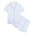 thumbnail image 2 of Jamsmile Little Girls Pajamas Sets Satin Silk Kids Short Sleeves Sleepwear 2 Piece Button Down Loungewear Shorts, 2 of 6