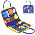 thumbnail image 1 of Toddler Busy Board Basic Life Skills Learning Early Educational Activity Board for Fine Motor Skills Interactive Sensory Montessori Board Gift for Kids Aged 2-6, 1 of 7