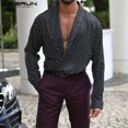 thumbnail image 2 of INCERUN, moda de otoño, camisetas de manga larga para hombre, camisas con estampado de puntos, ropa de calle para hombre, camiseta informal, camiseta de gran tamaño S-5XL, 2 of 5