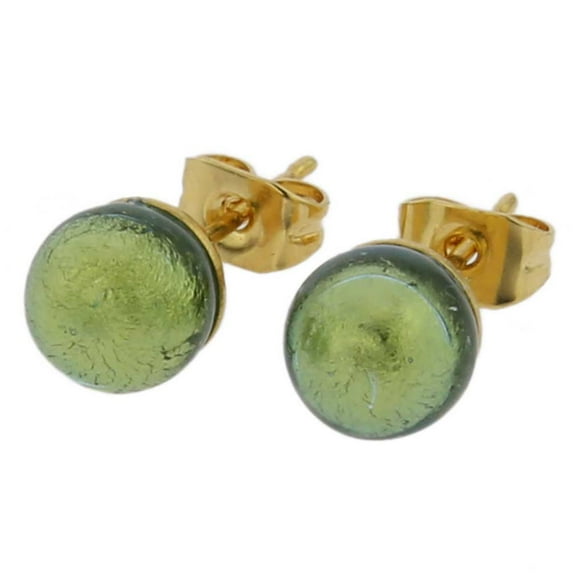 GlassOfVenice Murano Glass Tiny Stud Earrings - Golden Aqua