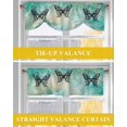 thumbnail image 6 of Abstract Art Tie Up Valances Curtain, Black White Butterfly Wings Turquoise Gradient Kitchen Valances for Windows Decor, Rod Pocket Short Curtains Set for Bedroom/Bathroom, 42"x18", 6 of 9