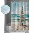 thumbnail image 4 of Coastal Christmas Tree Bathroom Curtain 72 Inch Shower Curtain with Hooks, Modern Oil Painting Beach Xmas Tree Waterproof Polyester Bath Curtain Washable Bathtub Curtain 60''x 72'', 4 of 6