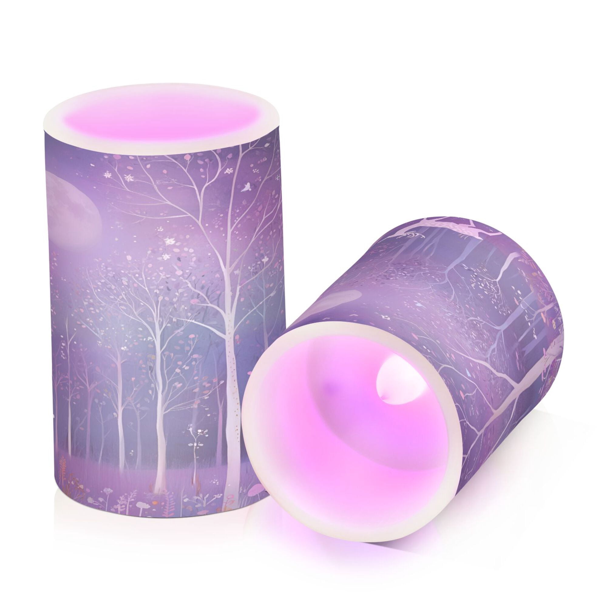 Yayeee Flameless Candles with Remote Flickering Battery Operated Multi Color Changing, Purple Forest