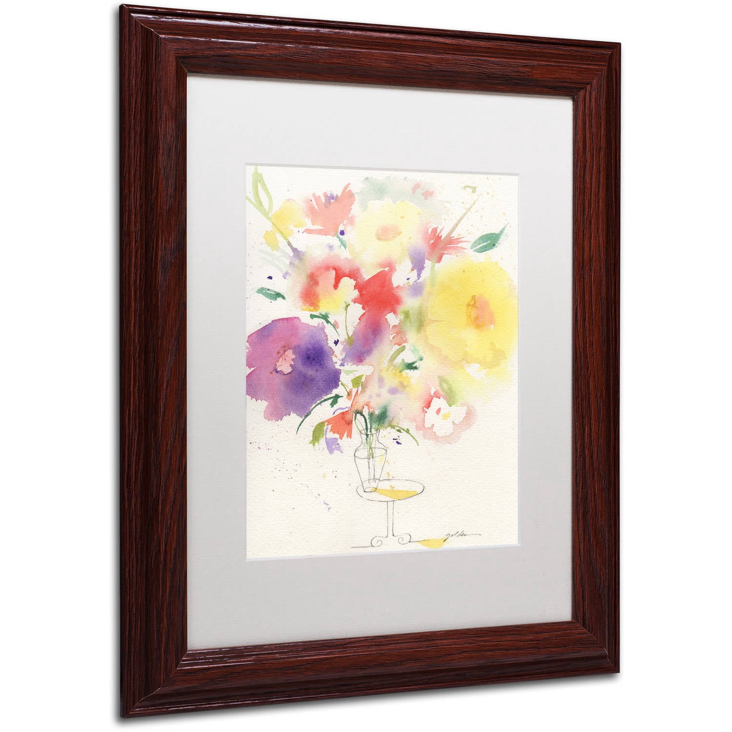 Trademark Fine Art 'Holiday Bouquet' Canvas Art by Sheila Golden, White Matte, Wood Frame