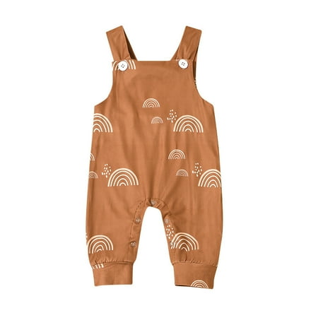 

BSDHBS Baby Girl Dresses Baby Boys Girls Sleeveless Rainbow Print Jumpsuit Straps Pants Clothes Brown Size 90