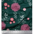 thumbnail image 1 of Soimoi Cotton Cambric Fabric Leaves & Aster Flower Printed Fabric 1 Yard 56 Inch Wide, 1 of 1