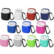 AirPods Case- Silicone Protective Shockproof Case Cover Skins with Keychain Compatible with Apple AirPod 2 & 1, Red