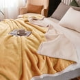 thumbnail image 4 of Sherpa Throw Blanket for Couch Sofa - Fuzzy Soft Cozy Blanket for Bed, Fleece Thick Warm Blanket for Winter, Camel Yellow Fall Winter Queen Blanket, 80x90 Inches, 4 of 7