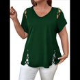 thumbnail image 1 of Blusas Tipo Túnica de Corta para Mujer, con Escote en V Recortado, Elegantes, Informales, Holgadas y Largas Verde Oscuro XL, 1 of 7
