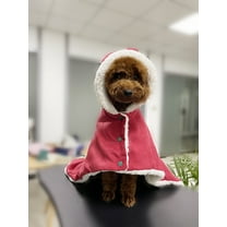 Pet Outfit Dog Christmas Costumes Hooded Poncho Cape Cloak Jacket Coat Snowsuit Winter Outfit Red Medium Size