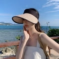 thumbnail image 4 of Women Sun Visor Hats Wide Brim Straw Visors Foldable Beach Visors Summer Roll Up Ponytail Beach Hat, 4 of 7