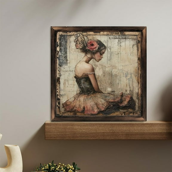 Ballerina Art Rose Vintage Wooden Sign Wall Plaque - Vintage Art Decoration, Wall Decoration - Ideal Gift For Home Decoration, Living Room, Bathroom, Bedroom, Garden, Dining, Bar, Cafe, Festival Pa