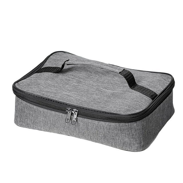 enjoywould Bento Sac avec Poignée Double Fermeture Éclair Étanche Rectangle Portable Boîte à Lunch Thermique Poche Utilisation Quotidienne