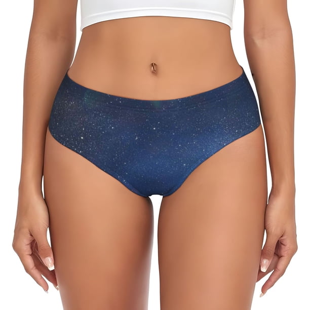 Fotbe Retro Blue Glitter Calzones Estampados para Mujer – Ropa Interior de Algodón, Cómoda, Suave y Elástica-Small