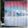 thumbnail image 4 of Ambesonne Landscape Shower Curtain, Sunset Snowy Winter, 69"Wx84"L, Dark Coral Sky Blue, 4 of 5