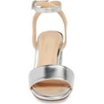 thumbnail image 4 of Lauren Lorraine Jamie Sandal Silver Low Block Heel Open Toe Formal Dress Pumps (Bright Silver, 7.5), 4 of 6