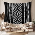 thumbnail image 2 of Black Boho Geometric Tapestry for Bedroom Wall Hanging Tapestry, Vintage Southwestern Stripes Ceiling Backdrop Tapestries Poster Blanket Wall Decor for Teens Room Living Room Dorm 55" x 73", 2 of 8