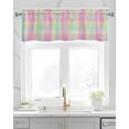 thumbnail image 2 of Pink Blue Plaid Kitchen Valances for Windows Farmhouse Linen Window Valance Curtain for Living Room Window Treatment Buffalo Checkered Modern Gingham Lattice Valance Rod Pocket Topper, 60 x 18 Inch, 2 of 6