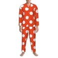 thumbnail image 3 of Lsque Orange And White Polka Dot1 Pattern Long Sleeve Pajama Set for Men - Soft 2-Piece Sleepwear and Loungewear Set with Pockets, Comfy Nightwear-XX-Large, 3 of 7