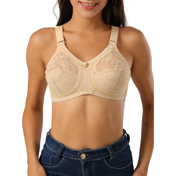 Women Plus Size Bra Full Coverage Wirefree Comfort Lace Bralettes