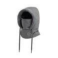 thumbnail image 4 of Pasamontañas de esquí con capucha, calentador de cuello, gorro de forro polar, térmico, poliéster, transpirable, resistente al viento adultos de color gris oscuro, 4 of 9