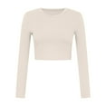 thumbnail image 4 of Zshosam Womens Long Sleeve Shirts Slim Fit Crew Neck Going Out Tops Basic Tees Trendy Fashion Fall Outfits 2024(Beige,XXL), 4 of 7