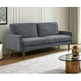 thumbnail image 4 of Xukmct 3 Seater Loveseat Sofa with Wood Legs, Upholstered Velvet Sofa Couch Living Room, Home, Apartment, Office, Gray, 4 of 5