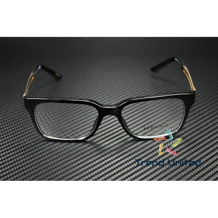 Versace Black Plastic Square Eyeglasses Frames, Model VE