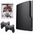 thumbnail image 1 of Sony Playstation 3 PS3 Console Slim 320GB Black with NCCA Football 12 and 2 Retrofam Controllers (Refurbished), 1 of 5