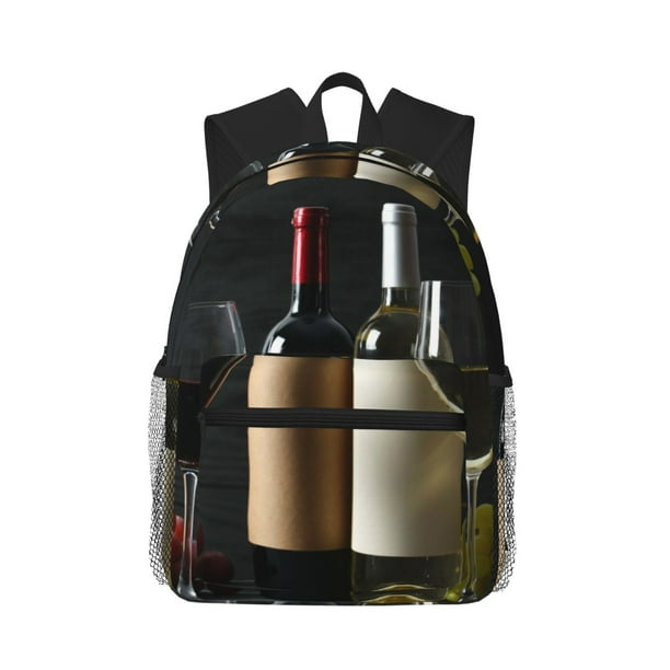 Disketp Two Bottles Of Red And White Wine Mochila Ligera Clásica con Múltiples Bolsillos, Mochila Casual para Hombre y Mujer, Ideal para Escuela, Trabajo y Viajes