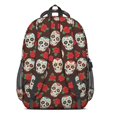 thumbnail image 3 of Skull and Rose Gothic Pattern Cute School Backpack Bag with Padded Back and Adjustable Shoulder Straps 16.9 X 12.6 X 5.9 Inches, 3 of 5