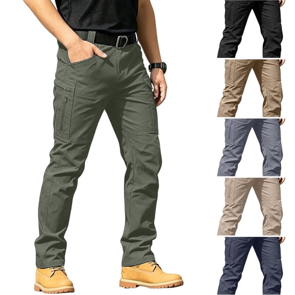 WULMLEO Lightweight Cargo Pants for Men Stretch Work Hiking Trousers 2026 Casual Breathable Soft Slacks with Multi Pockets Army Green 3XL