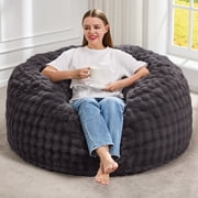 Hobestluk Bean Bag Chairs 3ft Beanbag Chair with Filler Adult Bean Bags with Fluffy & Machine Washable Cover, Giant Bean Bag Chairs for Adults (Dark Grey, 3FT-36" x 36" x 22")