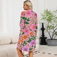 thumbnail image 7 of Lightweight Robes for Women Zipper Soft Womens Bathrobe Zipper Front 3/4 Sleeve Knee Length Vintage Floral Print Fashion Sleepwear Nightgown with Pockets Hot Pink M, 7 of 7
