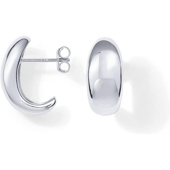 Leander 14K Gold Plated Sterling Silver Post Huggie Earrings | Gold Dome Huggie Hoop Earrings for Women