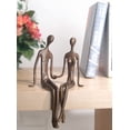 thumbnail image 4 of Statue de Couple en Bronze Coulé de 10,5 Pouces Assis Ensemble et Tenant la Main, 4 of 5