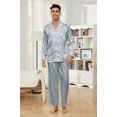 thumbnail image 3 of U2SKIIN Mens Silk Pajamas, Long Sleeve Men Satin Pajamas Set Striped Button Down 2-Piece Pjs Set,(Blue Grey Stripe,S), 3 of 6