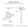 thumbnail image 6 of Rosec Jewels Natural Ethiopian Opal Pear Shaped Engagement Ring with Halo - 5X7 mm - Opal Diamond Ring - AAA Quality, 925 Sterling Silver, US 8.00, 6 of 8