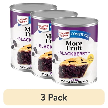 (3 pack) Duncan Hines Comstock More Fruit, Blackberry Pie Filling and Topping, Ready to Use, 21 oz.