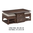 thumbnail image 5 of Merry Coffee Table with 2 Nesting Ottomans- Brown Wood- Beige, 5 of 6
