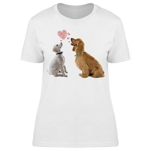 Two Dogs Together, Heart T-Shirt Women -Image by Shutterstock, Female 3X-Large