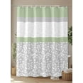 thumbnail image 4 of Shower Curtain Sage Green Grey Leaves Bathroom Curtains with Hooks, Waterproof Fabric Stitching Stripes Bath Shower Curtains Set for Bathroom Bathtubs Decor 36x72 Inch, 4 of 8